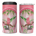 Galah Cockatoo Australia 4 in 1 Can Cooler Tumbler Aussie Native Eucalyptus Caesia Flowers