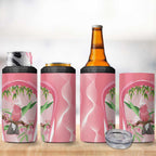 Galah Cockatoo Australia 4 in 1 Can Cooler Tumbler Aussie Native Eucalyptus Caesia Flowers
