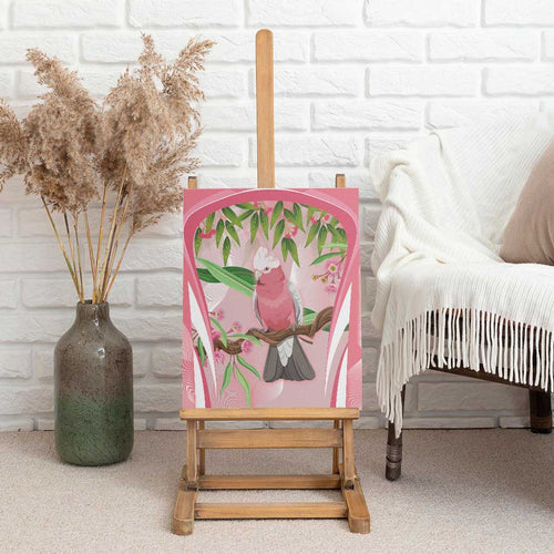 Galah Cockatoo Australia Canvas Wall Art Aussie Native Eucalyptus Caesia Flowers
