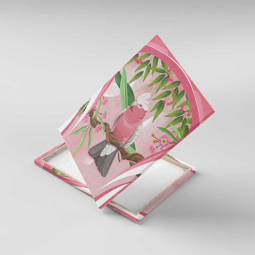 Galah Cockatoo Australia Canvas Wall Art Aussie Native Eucalyptus Caesia Flowers