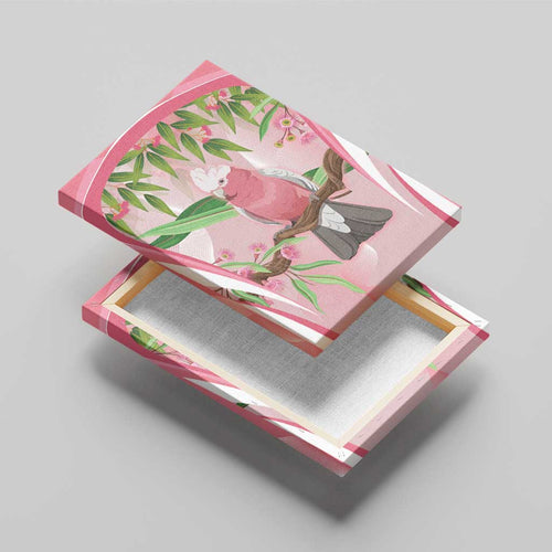 Galah Cockatoo Australia Canvas Wall Art Aussie Native Eucalyptus Caesia Flowers