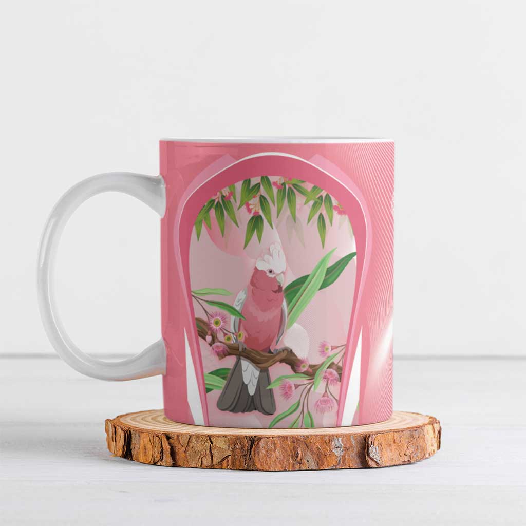 Galah Cockatoo Australia Ceramic Mug Aussie Native Eucalyptus Caesia Flowers