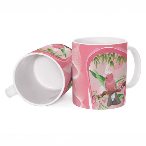 Galah Cockatoo Australia Ceramic Mug Aussie Native Eucalyptus Caesia Flowers