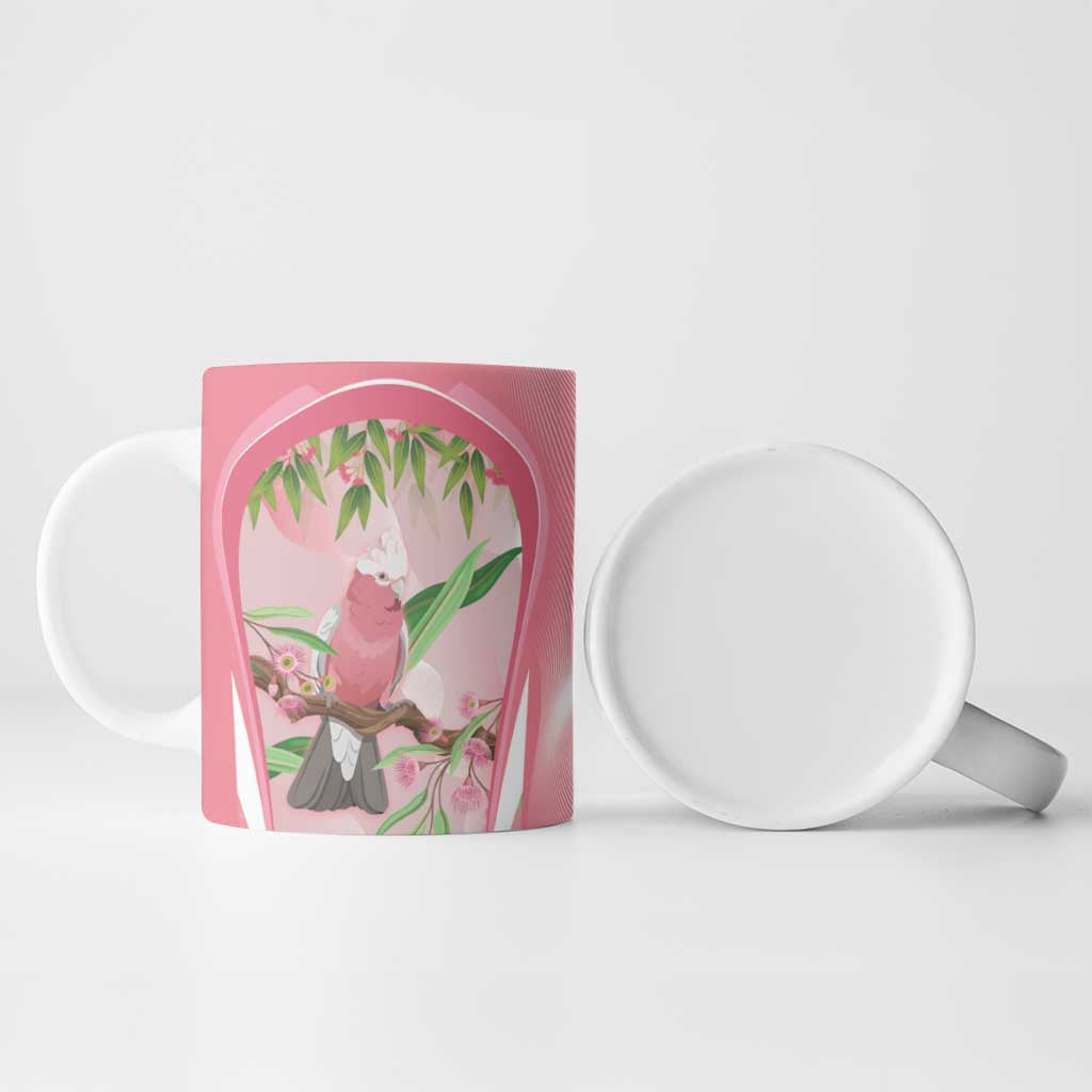 Galah Cockatoo Australia Ceramic Mug Aussie Native Eucalyptus Caesia Flowers