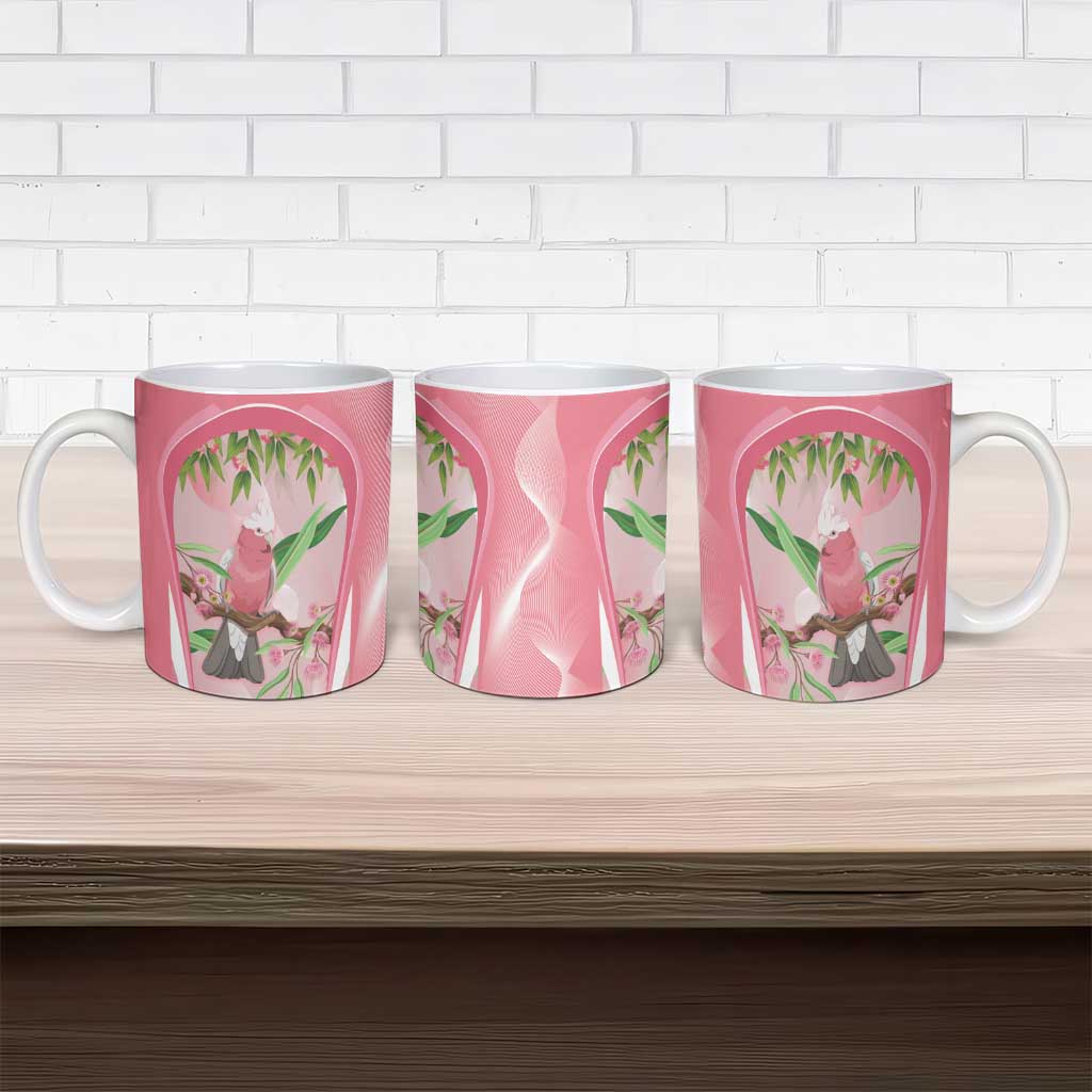 Galah Cockatoo Australia Ceramic Mug Aussie Native Eucalyptus Caesia Flowers