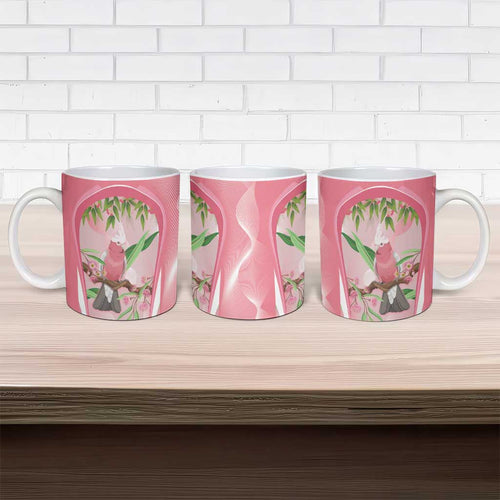Galah Cockatoo Australia Ceramic Mug Aussie Native Eucalyptus Caesia Flowers