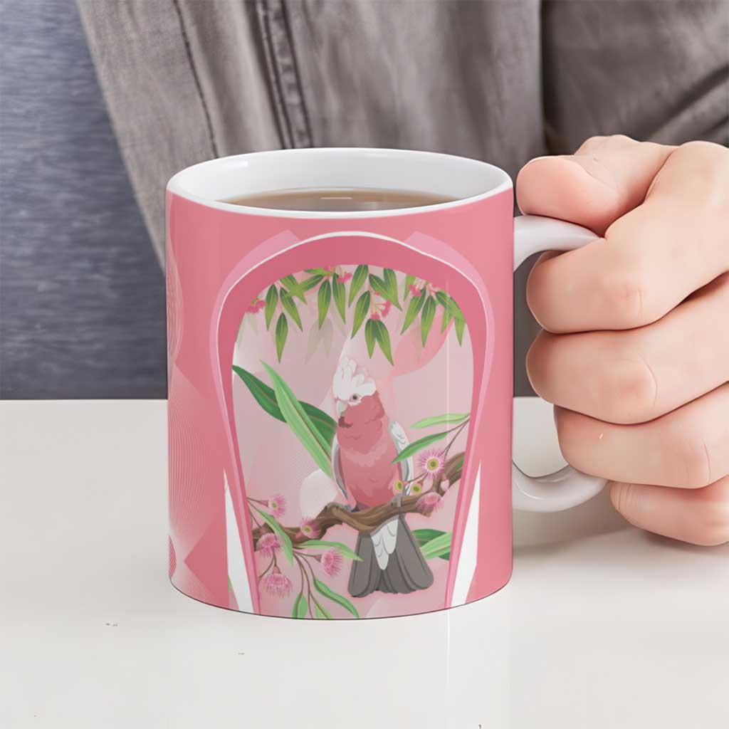 Galah Cockatoo Australia Ceramic Mug Aussie Native Eucalyptus Caesia Flowers