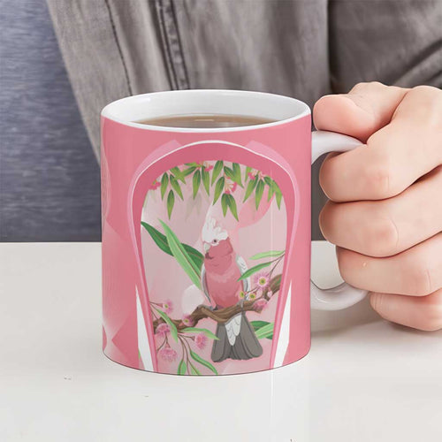 Galah Cockatoo Australia Ceramic Mug Aussie Native Eucalyptus Caesia Flowers