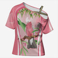 Galah Cockatoo Australia Cross Shoulder Shirt Aussie Native Eucalyptus Caesia Flowers