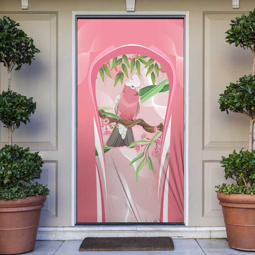 Galah Cockatoo Australia Door Cover Aussie Native Eucalyptus Caesia Flowers