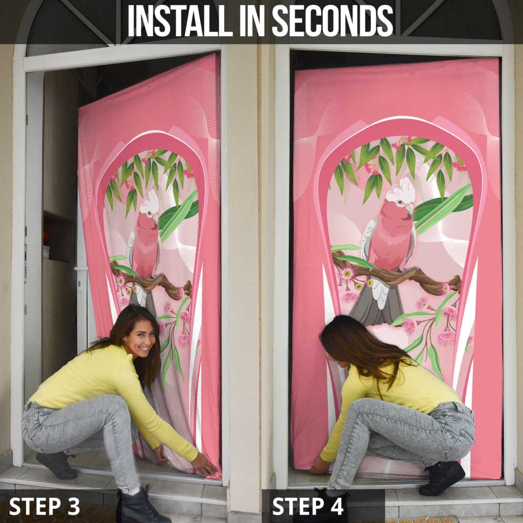 Galah Cockatoo Australia Door Cover Aussie Native Eucalyptus Caesia Flowers