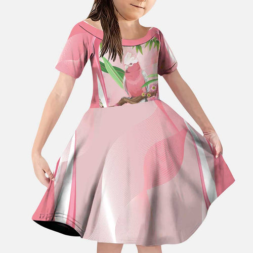 Galah Cockatoo Australia Family Matching Off The Shoulder Long Sleeve Dress and Hawaiian Shirt Aussie Native Eucalyptus Caesia Flowers