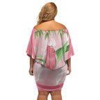 Galah Cockatoo Australia Family Matching Off Shoulder Short Dress and Hawaiian Shirt Aussie Native Eucalyptus Caesia Flowers