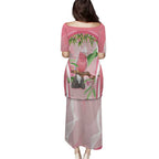 Galah Cockatoo Australia Family Matching Puletasi and Hawaiian Shirt Aussie Native Eucalyptus Caesia Flowers