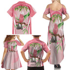 Galah Cockatoo Australia Family Matching Summer Maxi Dress and Hawaiian Shirt Aussie Native Eucalyptus Caesia Flowers
