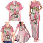 Galah Cockatoo Australia Family Matching Tank Maxi Dress and Hawaiian Shirt Aussie Native Eucalyptus Caesia Flowers