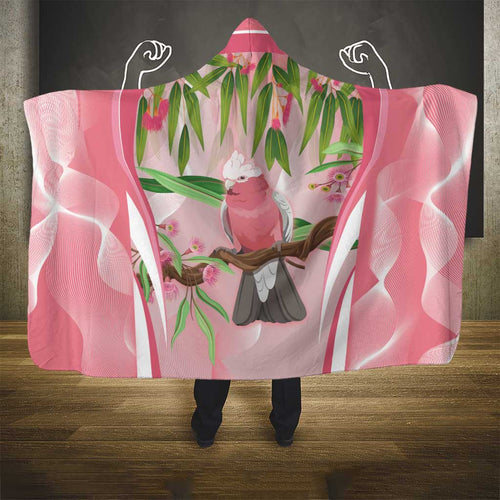 Galah Cockatoo Australia Hooded Blanket Aussie Native Eucalyptus Caesia Flowers