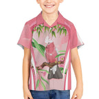 Galah Cockatoo Australia Kid Hawaiian Shirt Aussie Native Eucalyptus Caesia Flowers