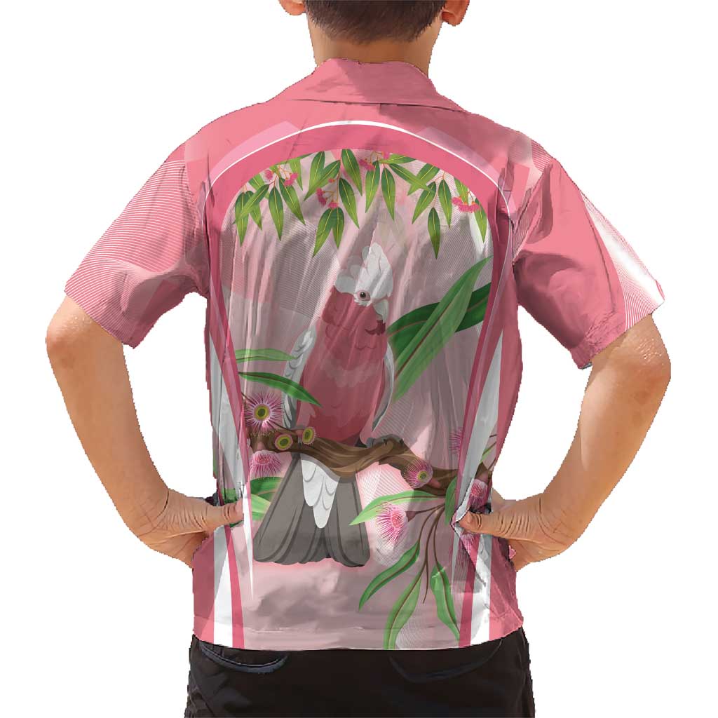 Galah Cockatoo Australia Kid Hawaiian Shirt Aussie Native Eucalyptus Caesia Flowers