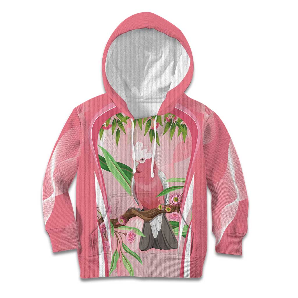 Galah Cockatoo Australia Kid Hoodie Aussie Native Eucalyptus Caesia Flowers