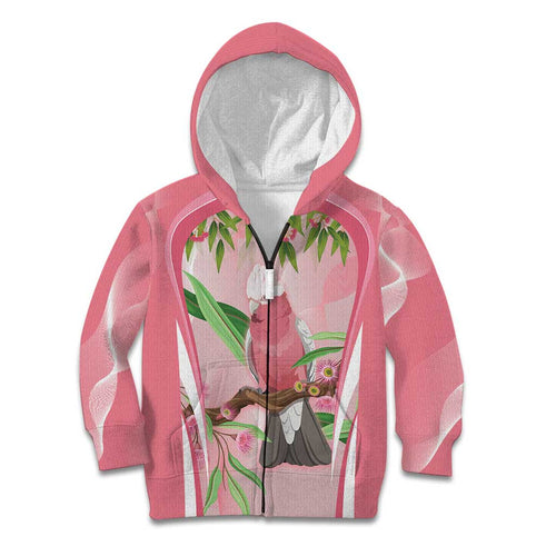 Galah Cockatoo Australia Kid Hoodie Aussie Native Eucalyptus Caesia Flowers