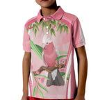 Galah Cockatoo Australia Kid Polo Shirt Aussie Native Eucalyptus Caesia Flowers