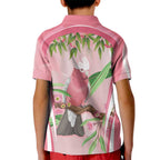 Galah Cockatoo Australia Kid Polo Shirt Aussie Native Eucalyptus Caesia Flowers