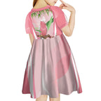 Galah Cockatoo Australia Kid Short Sleeve Dress Aussie Native Eucalyptus Caesia Flowers