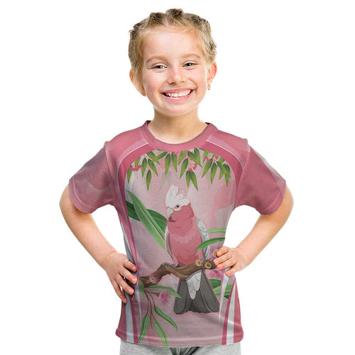 Galah Cockatoo Australia Kid T Shirt Aussie Native Eucalyptus Caesia Flowers