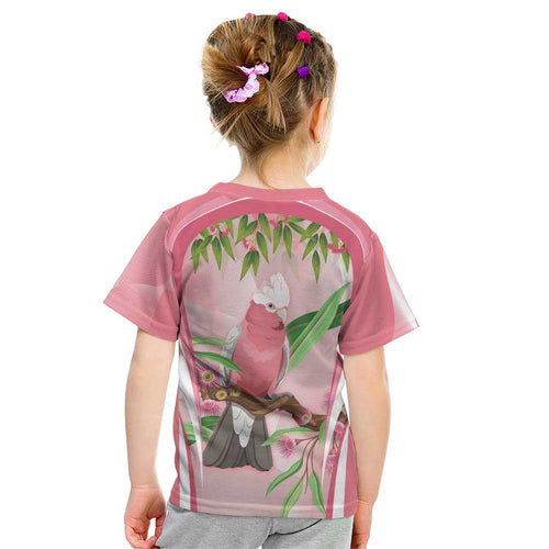 Galah Cockatoo Australia Kid T Shirt Aussie Native Eucalyptus Caesia Flowers