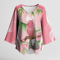 Galah Cockatoo Australia Kimono Sleeve Blouse Aussie Native Eucalyptus Caesia Flowers