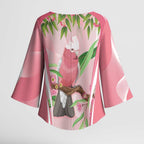 Galah Cockatoo Australia Kimono Sleeve Blouse Aussie Native Eucalyptus Caesia Flowers