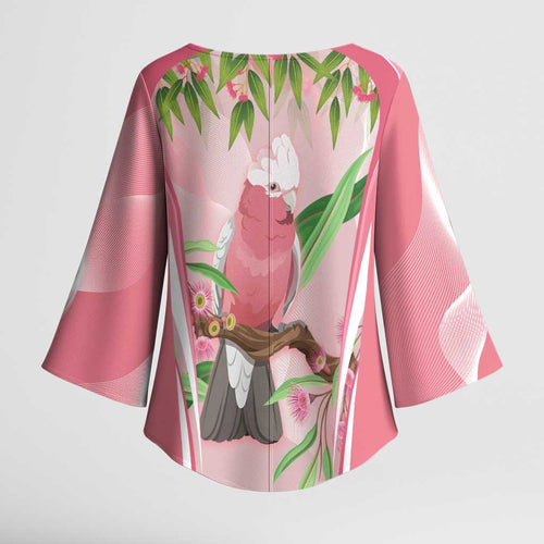 Galah Cockatoo Australia Kimono Sleeve Blouse Aussie Native Eucalyptus Caesia Flowers