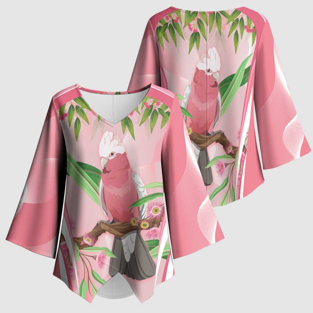 Galah Cockatoo Australia Kimono Sleeve Blouse Aussie Native Eucalyptus Caesia Flowers