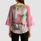 Galah Cockatoo Australia Kimono Sleeve Blouse Aussie Native Eucalyptus Caesia Flowers