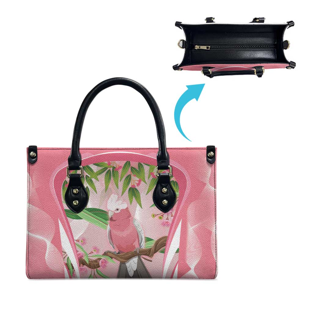 Galah Cockatoo Australia Leather Bag Aussie Native Eucalyptus Caesia Flowers