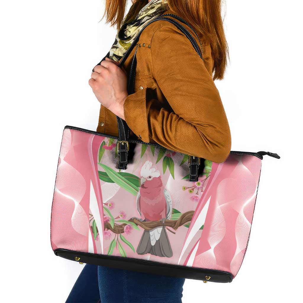 Galah Cockatoo Australia Leather Tote Bag Aussie Native Eucalyptus Caesia Flowers