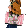Galah Cockatoo Australia Leather Tote Bag Aussie Native Eucalyptus Caesia Flowers