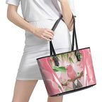 Galah Cockatoo Australia Leather Tote Bag Aussie Native Eucalyptus Caesia Flowers