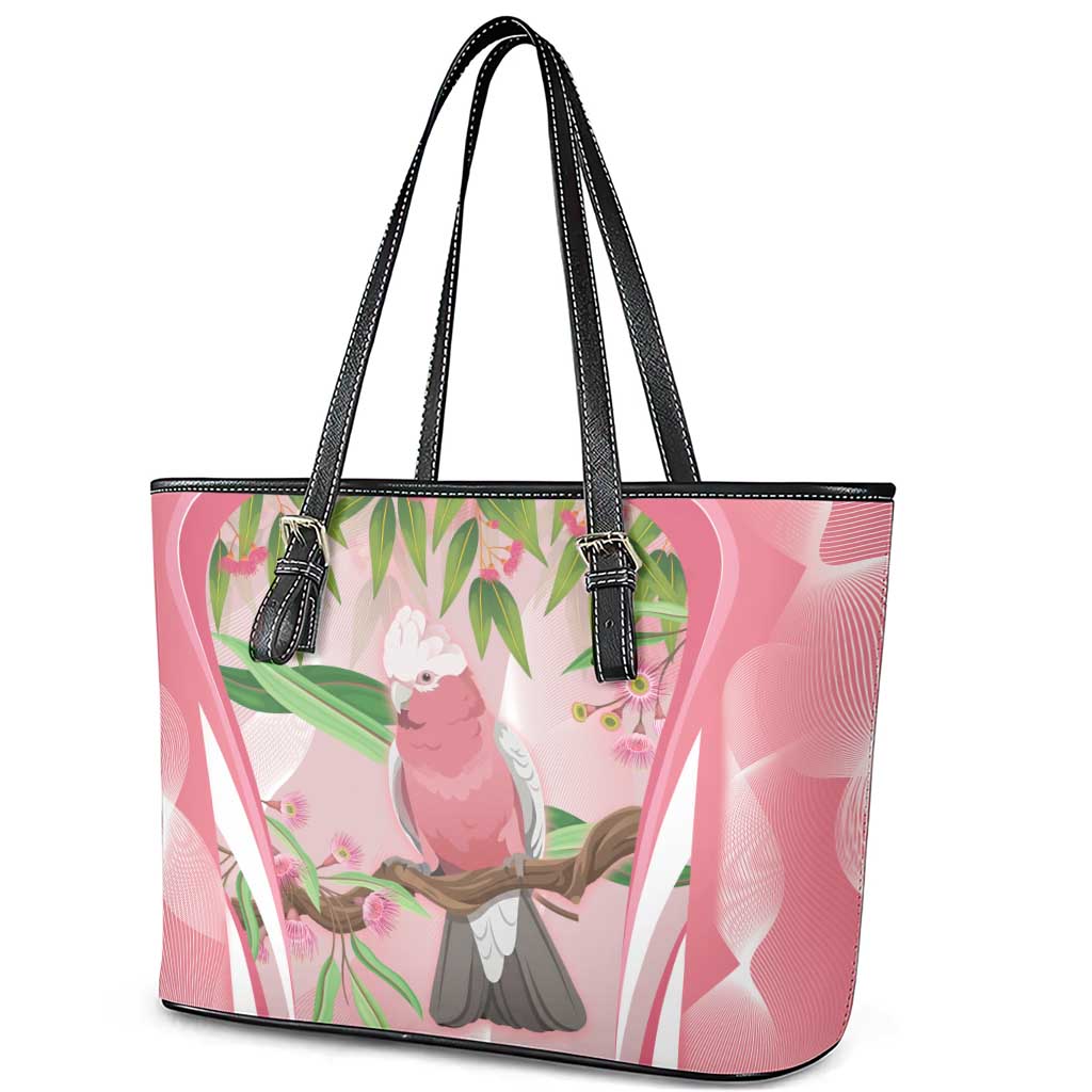 Galah Cockatoo Australia Leather Tote Bag Aussie Native Eucalyptus Caesia Flowers