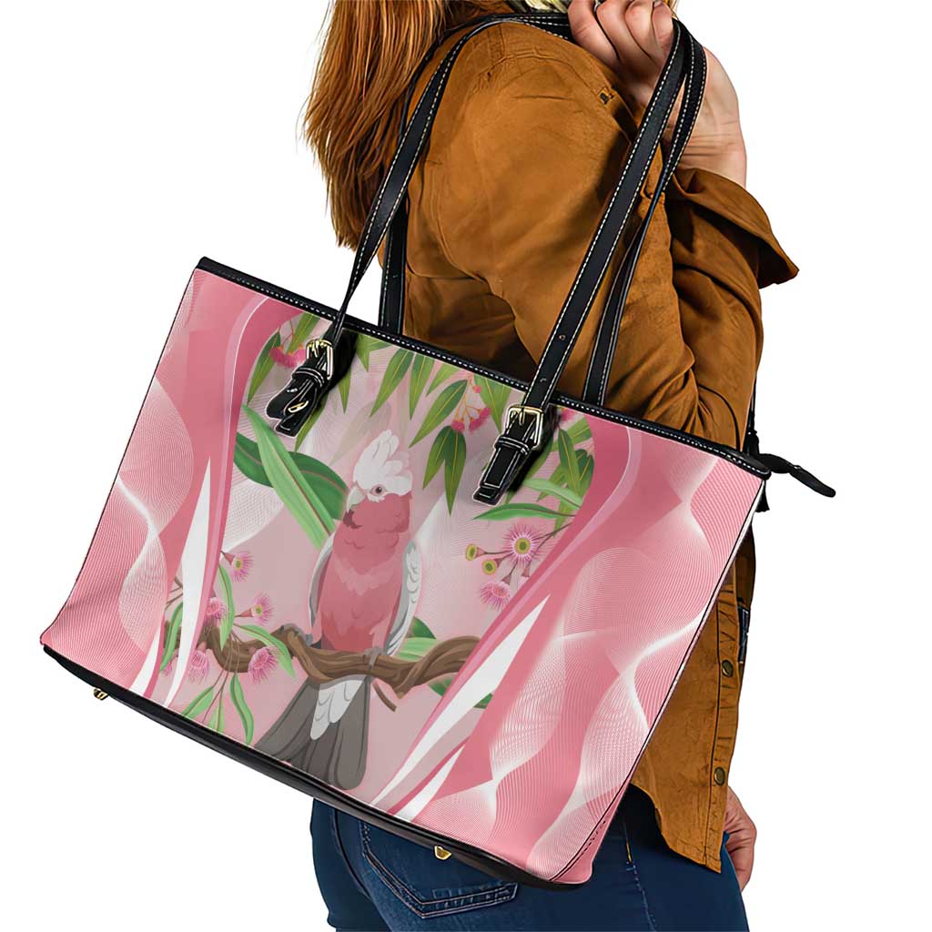 Galah Cockatoo Australia Leather Tote Bag Aussie Native Eucalyptus Caesia Flowers