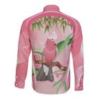 Galah Cockatoo Australia Long Sleeve Button Shirt Aussie Native Eucalyptus Caesia Flowers
