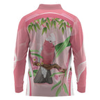 Galah Cockatoo Australia Long Sleeve Polo Shirt Aussie Native Eucalyptus Caesia Flowers