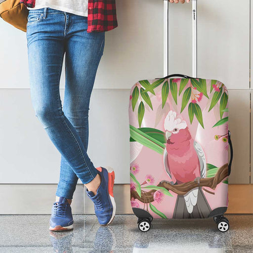 Galah Cockatoo Australia Luggage Cover Aussie Native Eucalyptus Caesia Flowers
