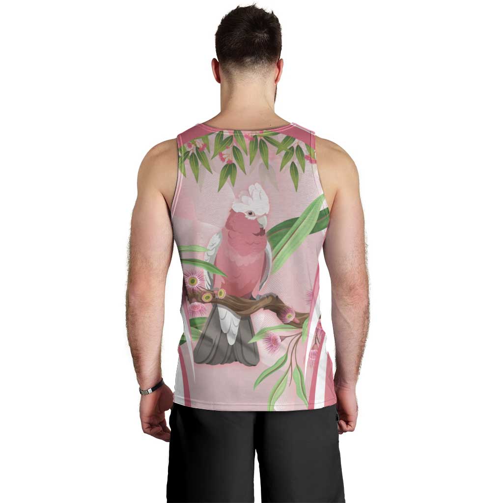 Galah Cockatoo Australia Men Tank Top Aussie Native Eucalyptus Caesia Flowers