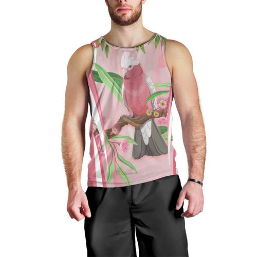 Galah Cockatoo Australia Men Tank Top Aussie Native Eucalyptus Caesia Flowers