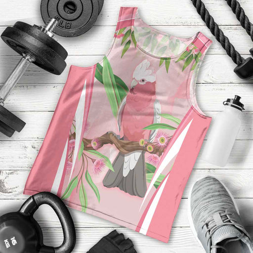 Galah Cockatoo Australia Men Tank Top Aussie Native Eucalyptus Caesia Flowers