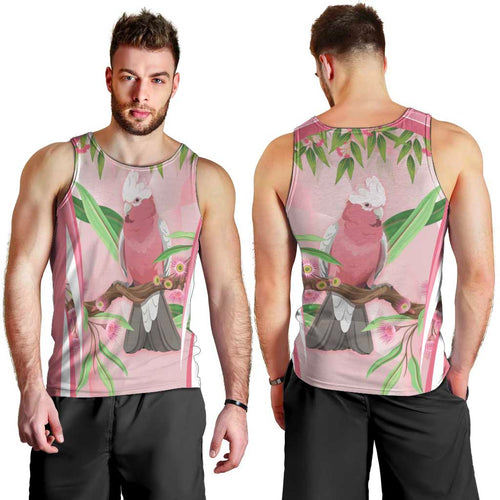 Galah Cockatoo Australia Men Tank Top Aussie Native Eucalyptus Caesia Flowers