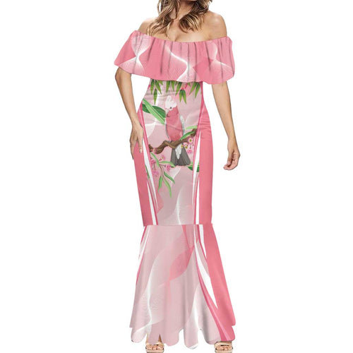 Galah Cockatoo Australia Mermaid Dress Aussie Native Eucalyptus Caesia Flowers