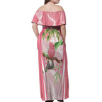 Galah Cockatoo Australia Off Shoulder Maxi Dress Aussie Native Eucalyptus Caesia Flowers